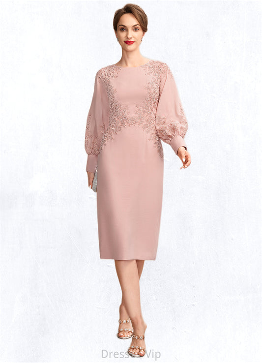 Nita Sheath/Column Scoop Neck Knee-Length Chiffon Lace Mother of the Bride Dress With Beading Sequins HP126P0015020