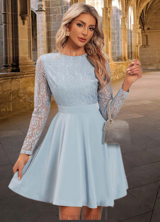 Cara Embroidered Scoop Elegant A-line Lace Mini Dresses HPP0022306