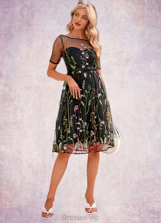Lacey Embroidered Scoop Illusion Elegant A-line Tulle Midi Mini Dresses HPP0022371