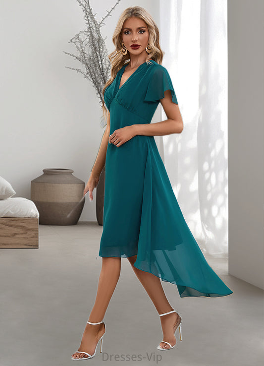 Winifred V-Neck Elegant A-line Chiffon Asymmetrical Midi Dresses HPP0022495