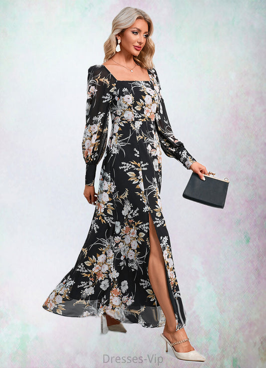 Marian Floral Print Off the Shoulder Elegant A-line Chiffon Maxi Dresses HPP0022515