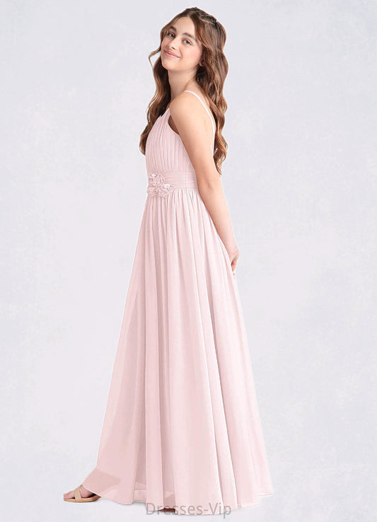 Lilian A-Line Floral Chiffon Floor-Length Junior Bridesmaid Dress Blushing Pink HPP0022851