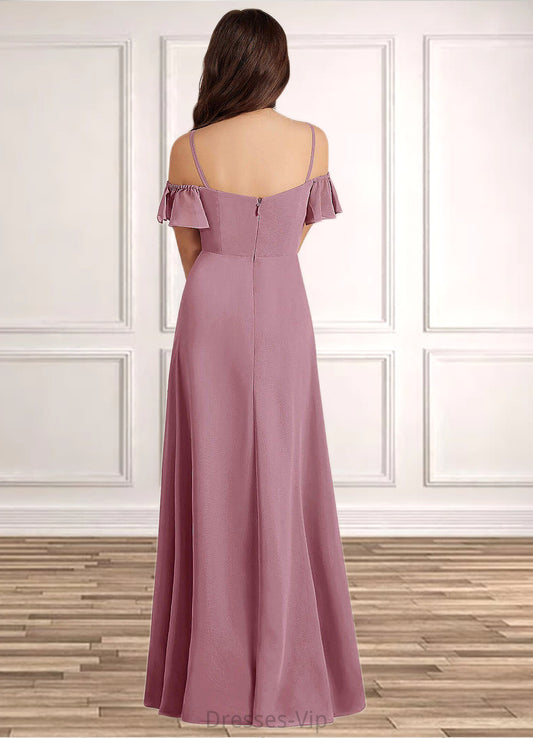Giuliana A-Line Off the Shoulder Chiffon Floor-Length Junior Bridesmaid Dress Vintage Mauve HPP0022859