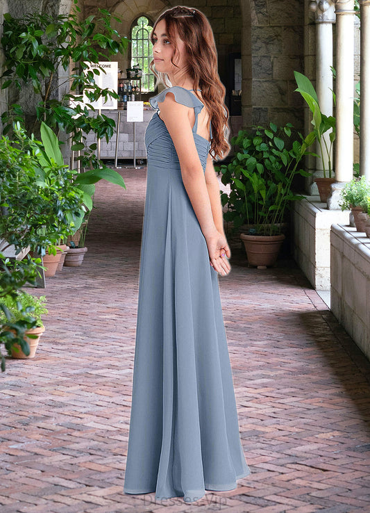 Giuliana A-Line Sweetheart Neckline Chiffon Floor-Length Junior Bridesmaid Dress dusty blue HPP0022869