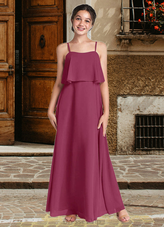 Raven A-Line Ruched Chiffon Floor-Length Junior Bridesmaid Dress Mulberry HPP0022874